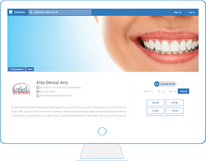 Dentem public clinic profile on the web app